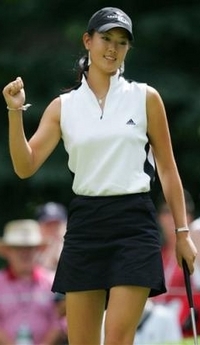 Annika Sorenstam's got shoulders like a man / and I can say that cuz I've got a puppet on my hand!