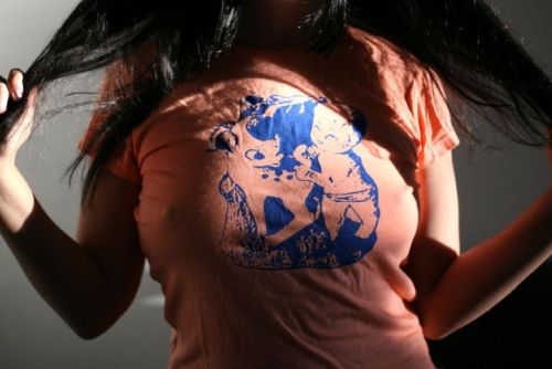 The Goldenfiddle T-Shirt, as modeled by Raymi The Minx